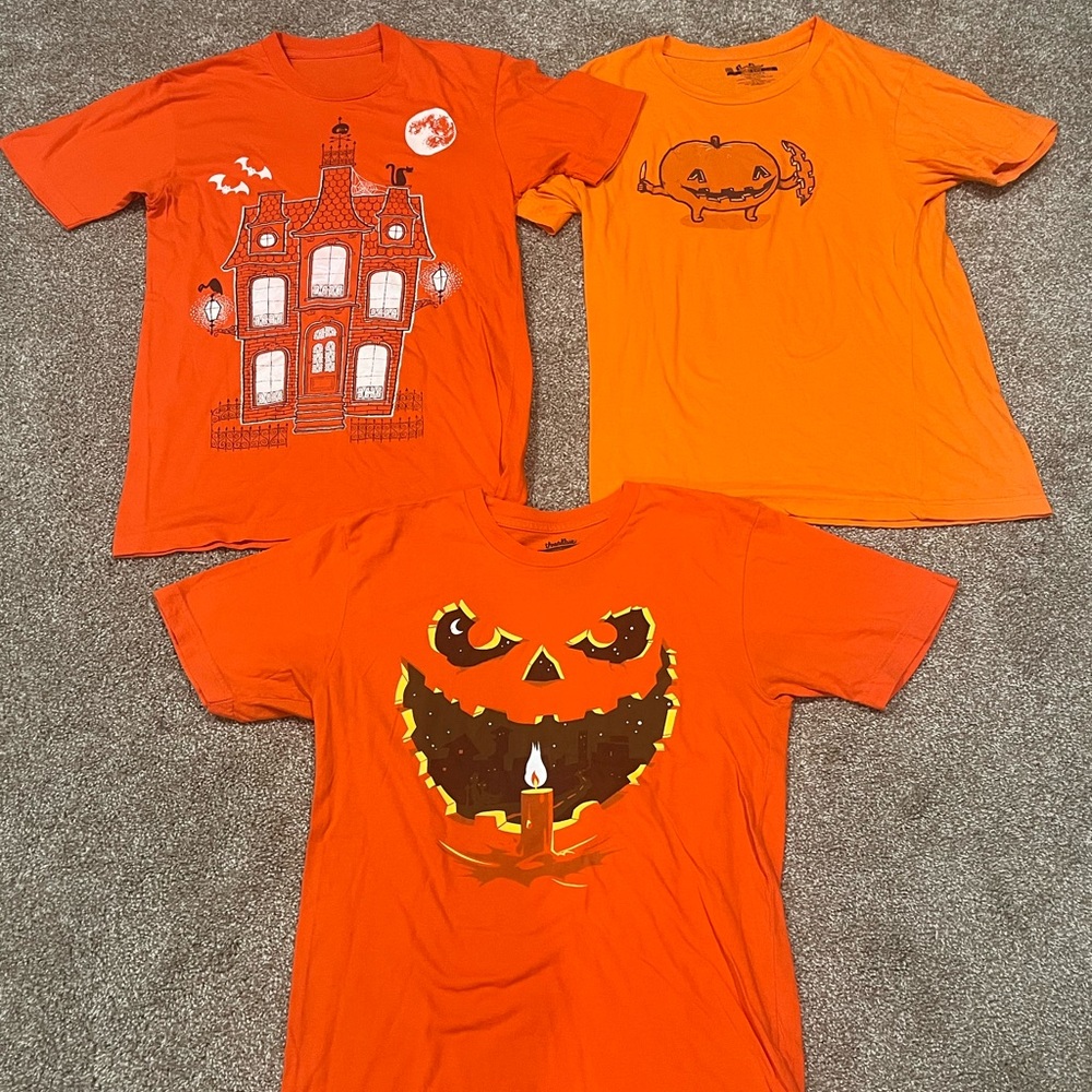 Threadless Orange Halloween Guys Small T-shirt bundle, gently worn.
